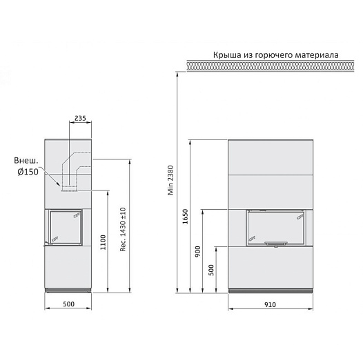 Артстоун, черная скамья и полка, гранит, Contura i 41a_6