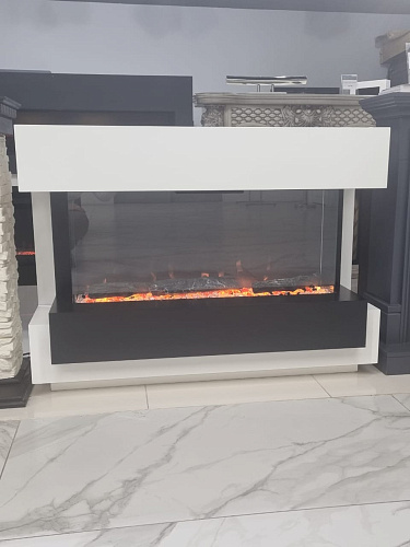 Каминокомплект Cube 36 - Белый с черным с очагом Astra 36 RF (выставочный образец)_1 Каминокомплект Cube 36 - Белый с черным с очагом Astra 36 RF (выставочный образец)_1