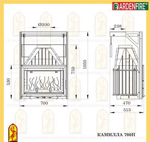 Каминная топка Мета камилла 700п_1